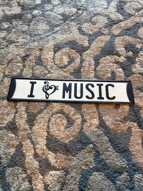 Home Accents I Love Music Wall Sign - Black and Cream